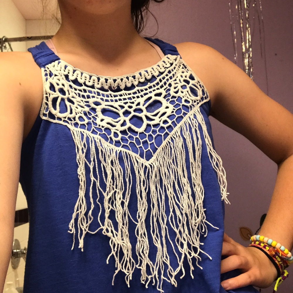 and blue tank top!